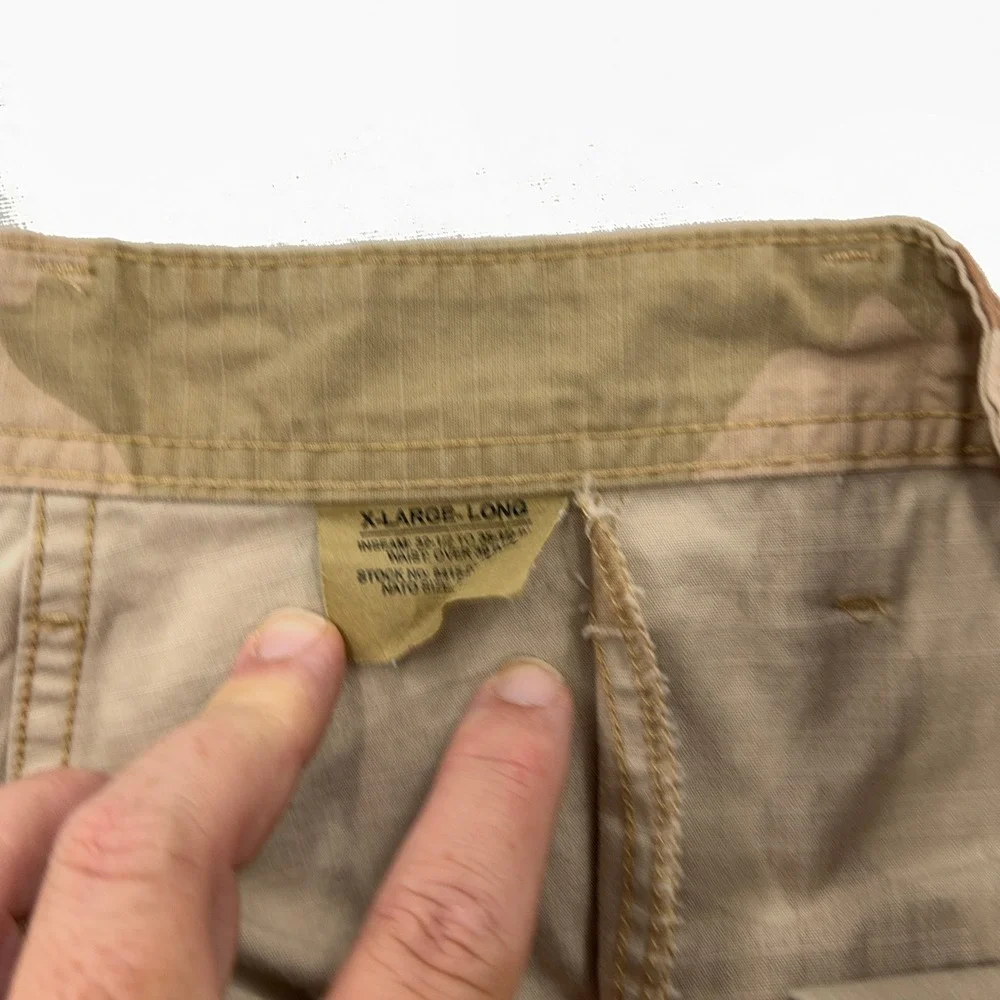 Military Cargo Pants Desert Camouflage Combat Ripstop Trousers Tan Men XL Long